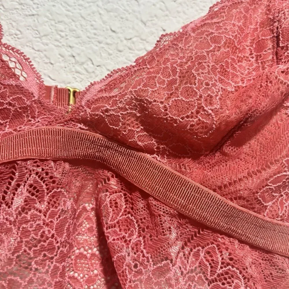Madewell Lace Triangle Bralette Pink‎ Lightly Lined Size Small